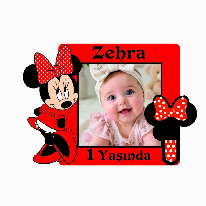Minnie Mouse Kırmızı Konseptli Ahşap Magnet