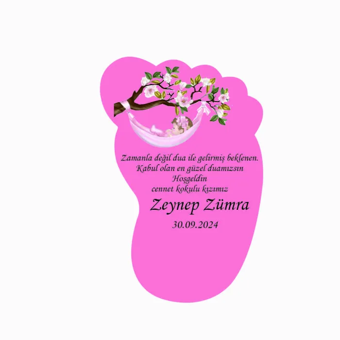 Ağaçta Uyuyan Kız Temalı Bebe Ayağı Magnet