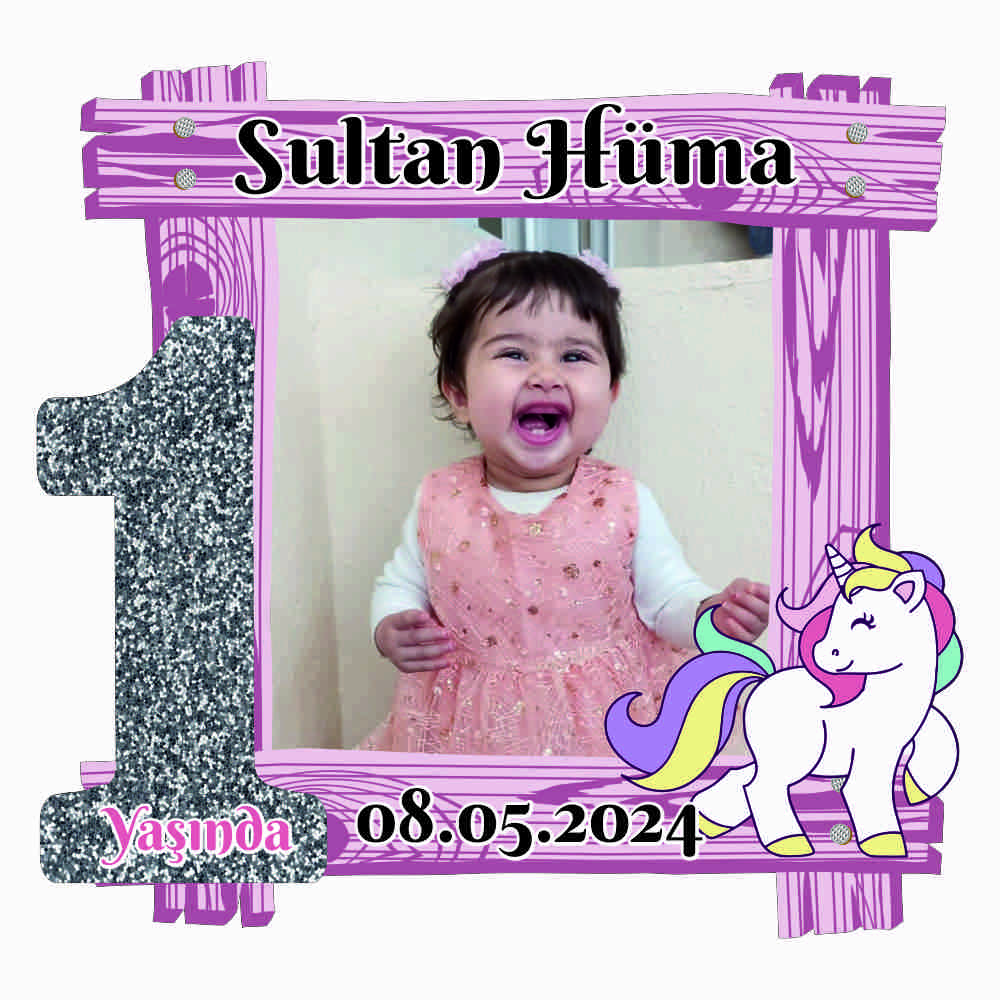 Unicorn Temalı Resimli Ahşap Magnet